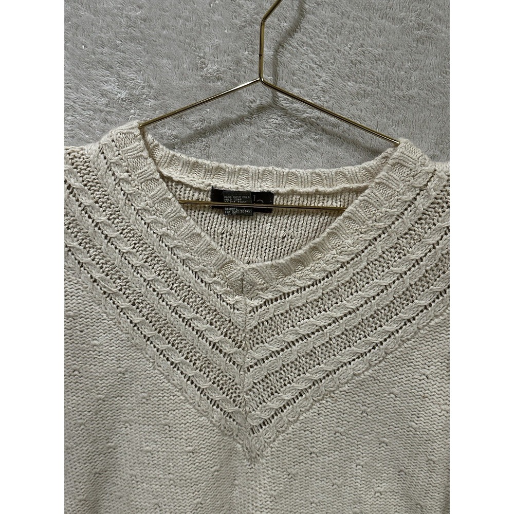 New York Style Cream Pullover‎ V Neck Sweater Size Small Silk Angora Blend